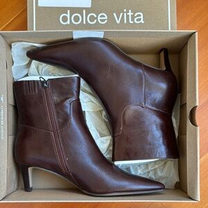 Brand new sold out Dolce Vita mahogany pointed toe kitten heel ankle boots